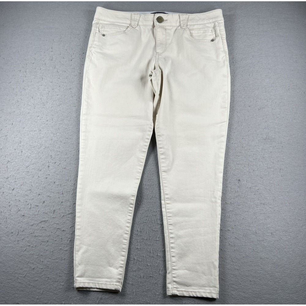 Democracy Womens Ab Technology Straight Leg Jeans Cream Off White Size 14 36x27